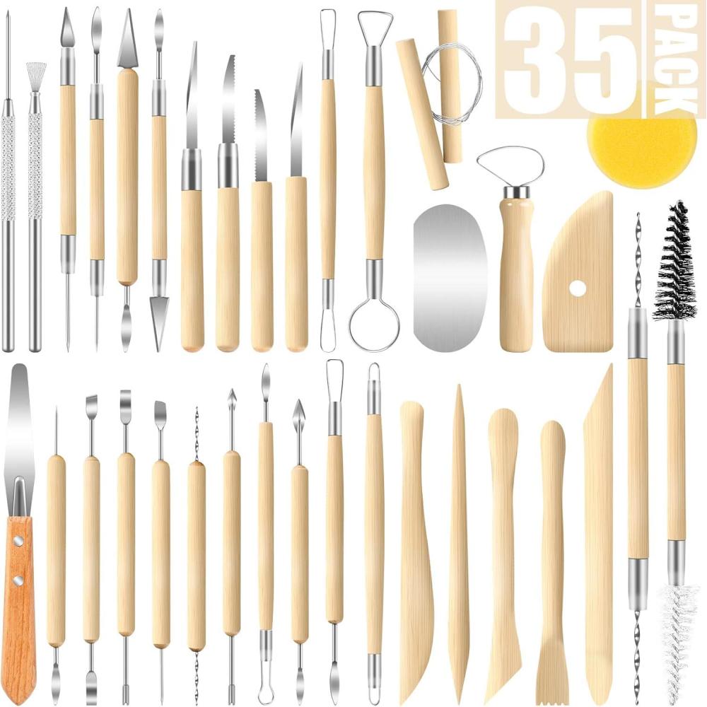 image:imageJetmore 35 Pack Clay Tools Kit Pottery Tools amp Sculpting Tools Polymer Modeling Clay Cutters Sculpture Set for Carving Ceramics Molding DIY35 Pack