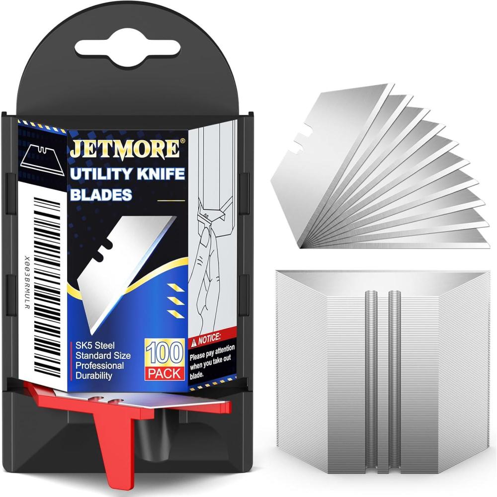 image:imageUtility Knife Blades 50 Pack Box Cutter Blades SK5 High Carbon Steel Utility Blade Standard Size Blade for Box Cutter Razor Knife Blades for Cutting100 Pack