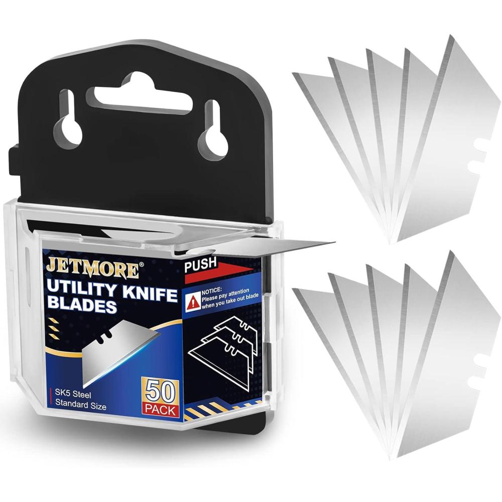 image:imageUtility Knife Blades 50 Pack Box Cutter Blades SK5 High Carbon Steel Utility Blade Standard Size Blade for Box Cutter Razor Knife Blades for Cutting50 Pack