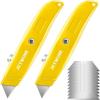 image:image2 Pack Box Cutter Box Cutter Retractable Heavy Duty Utility Knife Razor Knife with Extra 10 SK5 Blades Portable Sharp Box Cutters Box Opener Aluminum Shell Box Cutter Knife Box Knife