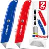 image:image2 Pack Box Cutter Retractable Utility Knife with 10 Extra Blades Heavy Duty Box Cutters All Metal Razor Knife Box Opener Box Knife for Cardboard Boxes Cartons Drywall Package Opener2 Pack Retractable Box Cutters Red  Blue with 10 Pcs Blades