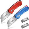 image:image2 Pack Box Cutter Utility Knife Folding Utility Knife Razor Knife LockBack Design Aluminum Body Box Cutter Knife with Extra 10 PCS Box Cutters Blades