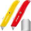 image:image2 Pack Box Cutter Utility Knife Retractable Heavy Duty With Extra 10 SK5 Blades Aluminum Shell Portable Sharp Razor