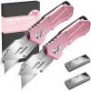 image:image2 Pack Box Cutter Utility Knife with Extra 10 SK5 Blades Folding Utility Knife Razor Knife Quick Blade Change Box Cutter Knife Box Opener with Blade Storage Design