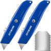 image:image2 Pack Box Cutter with 10 SK5 Blades Aluminum Shell Utility Knife Razor Knife Retractable Heavy Duty Box Cutter for Home Office and School
