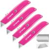 image:image4 Pack Box Cutter Aluminum Shell Utility Knife Razor Knife Box Cutters with 10 SK5 Blades Box Cutter Retractable Heavy Duty Box Cutter Knife Box Knife for Boxes Cartons and Rope
