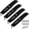 image:image4 Pack Box Cutter with Extra 10 SK5 Blades Retractable Aluminum Shell Razor Knife