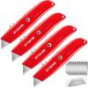 image:image4 Pack Heavy Duty Razor Knife Retractable Box Cutter with Extra 10 SK5 Blades Aluminum Shell
