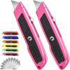 image:imageBox Cutter 2 Pack Pink Utility Knife Durable Razor Knife Box Opener with 10 SK5 Blades Exacto Knife Cardboard Cutter Box Cutter Retractable Perfect Package Opener for Home OfficePink