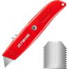 image:imageRetractable Heavy Duty Red Box Cutter Knife with Extra 10 SK5 Blades Aluminum Shell Sharp Razor Knife