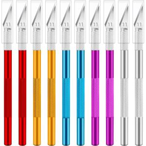 10 Pack Exacto Knife Set – Precision Craft Knife, Hobby Knife, Art Knife with Sharp Blades for Paper Cutting, Carving, Scrapbooking, and DIY (Purple)(Multicolored)