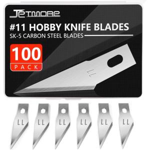 100 Pack Craft Hobby Blades #2 Craft Knife Blades Refill Hobby Knife Replacement Blade with Storage Box for Art and Crafting Scrapbooking Supplies Cutting Caving Stencil(#11)