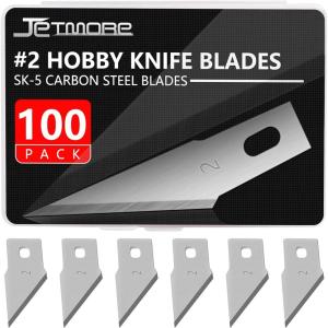 100 Pack Craft Hobby Blades #2 Craft Knife Blades Refill Hobby Knife Replacement Blade with Storage Box for Art and Crafting Scrapbooking Supplies Cutting Caving Stencil(#2)