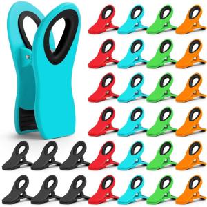 16 Pack Chip Clips Bag Clips, Office Paper Clamps, Multicolor Magnetic Clip for Food Packages, Multipurpose Plastic Clip for Food, Snack, Refrigerator, Kitchen, Paper, Binder Clips(30 Pack-mr-1)