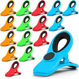 16 Pack Chip Clips Bag Clips, Office Paper Clamps, Multicolor Magnetic Clip for Food Packages, Multipurpose Plastic Clip for Food, Snack, Refrigerator, Kitchen, Paper, Binder Clips(16 Pack)