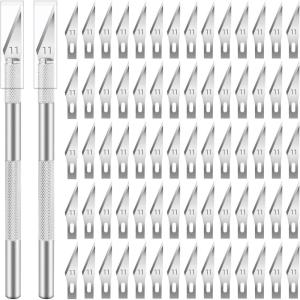 72 Pack Craft Knife Exacto Knife, Steel Hobby Knife Precision 2 Handles Knifes with 70pcs #11 Hobby Knife Blades with Storage Case, Craft Knife Kit for DIY, Art Work, Cutting, Carving