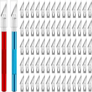 72 Pack Exacto Knife Craft Knife Kit, Precision Hobby Knife Exacto Knife Set, 2 Handles Knifes & 70pcs #11 Hobby Knife Blades with Storage Case for DIY, Art Work, Cutting, Carving