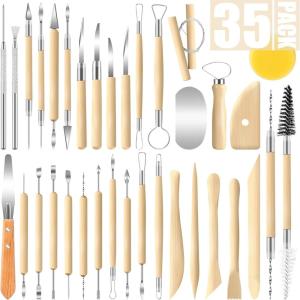 Jetmore 35 Pack Clay Tools Kit, Pottery Tools & Sculpting Tools, Polymer Modeling Clay Cutters Sculpture Set for Carving, Ceramics, Molding, DIY(35 Pack)