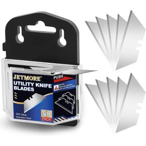 Utility Knife Blades, 50 Pack Box Cutter Blades, SK5 High Carbon Steel Utility Blade, Standard Size Blade for Box Cutter, Razor Knife Blades for Cutting(50 Pack)